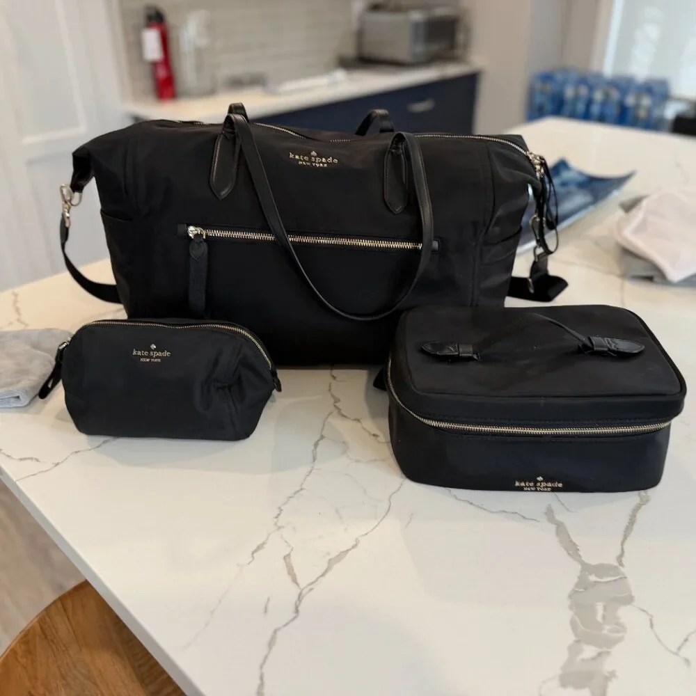Kate Spade Chelsea weekender bag, black And Two Travel Makeup Cases Bundle - Picture 5 of 14